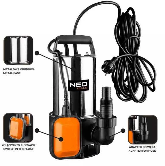Neo Pompa Panardinamas siurblys nešvariam vandeniui 1100 W