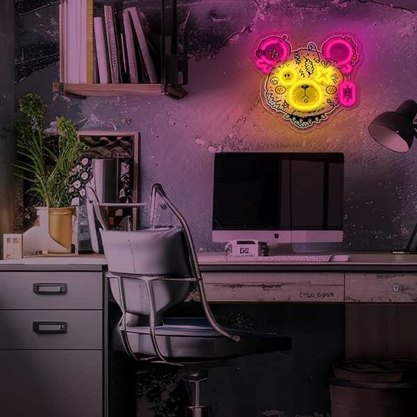 Plastrol Neoninis ART LED PUNK MEŠKIUKAS rožinis-geltonas FLA01 Forever Light