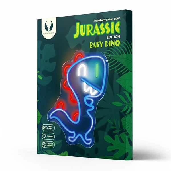 TelForceone Neon LED JURASSIC BABY DINO mėlynos spalvos FLNJ01"Forever" šviesiai
