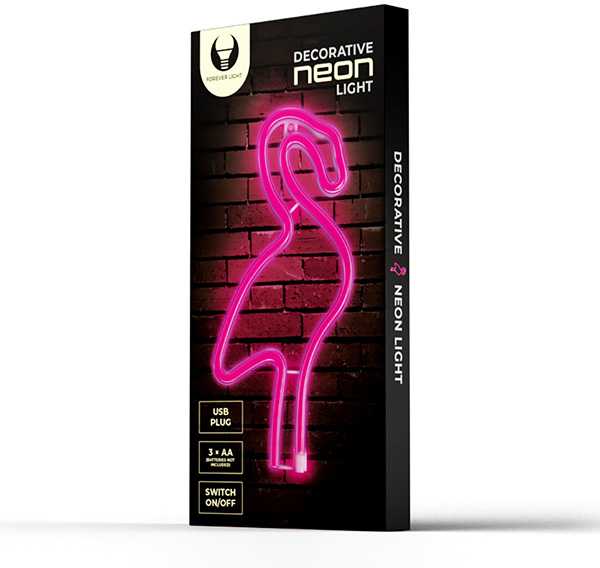 TelForceone Neon LED Light Flamingas rožinė Bat + USB FLNE18 Forever Light