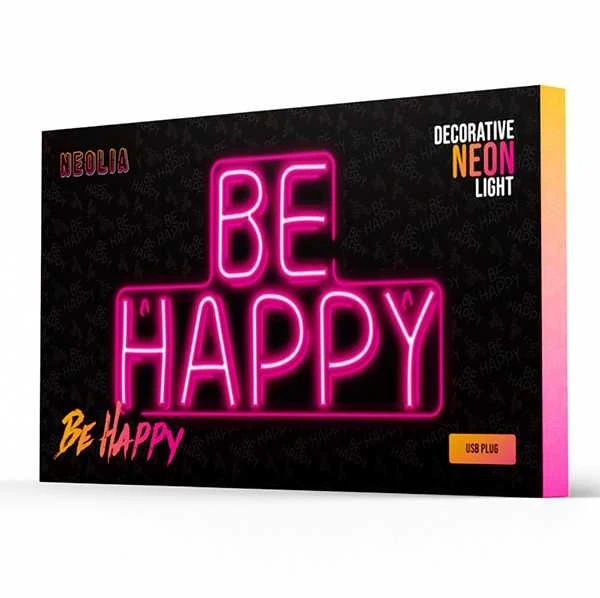 TelForceone Neoninis PLEXI LED šviestuvas BE HAPPY rožinis NNE10 Neolia