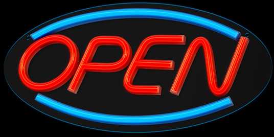 TelForceone Neoninė PLEXI LED OPEN mėlyna raudona FPNE04X"Forever" šviesiai