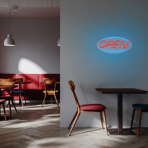 TelForceone Neoninė PLEXI LED OPEN mėlyna raudona FPNE04X"Forever" šviesiai