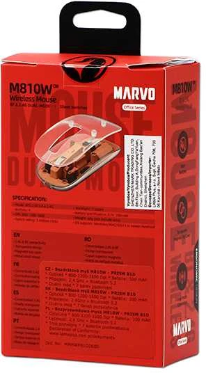 Oranžinis Marvo PRISM B10 Oranžinis Bevielė pelė, oranžinė, 1600DPI