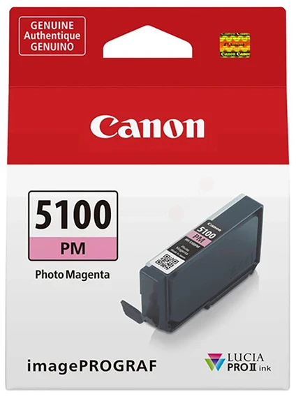 Originalus „Canon“ rašalo kasetė PFI-5100 PM, 6957C001, foto, rausvai raudona