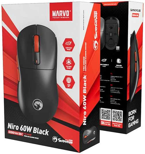 MARVO Scorpion G964W Belaidė žaidimų pelė | Juoda