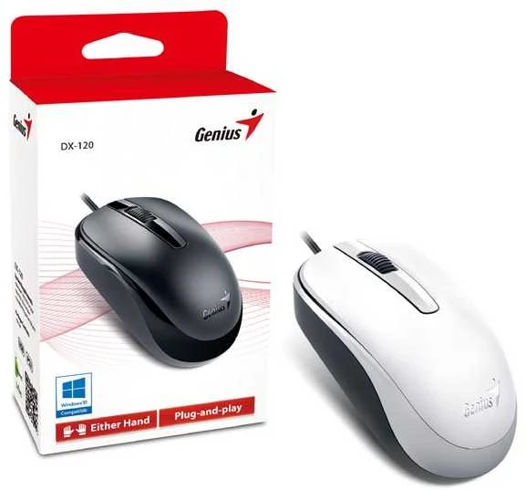 KYE 31010105107 Genius optinė pelė su laidu DX-120, Baltas