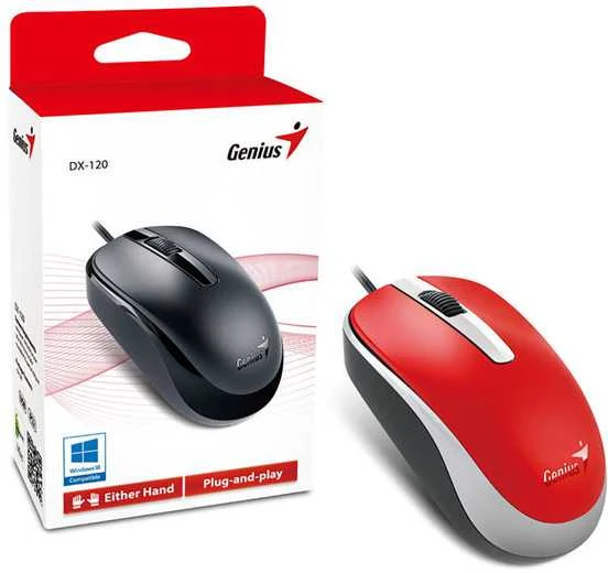 KYE 31010105109 Genius optinė pelė su laidu DX-120, Raudona
