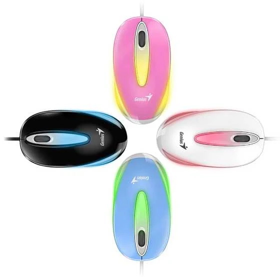 Pelė Genius Pelė DX-Mini, 1000DPI, optinė, 3kl., su laidu USB, balta, klasyczna, RGB pašvietimas