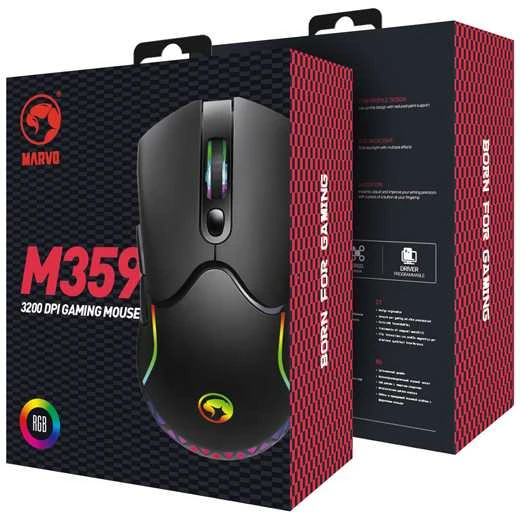 Marvo M359 Pelė su laidu, juoda, 3200DPI
