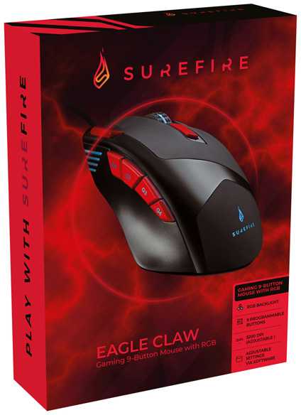 SUREFIRE – „Eagle Claw Gaming“ 9 mygtukų RGB pelė