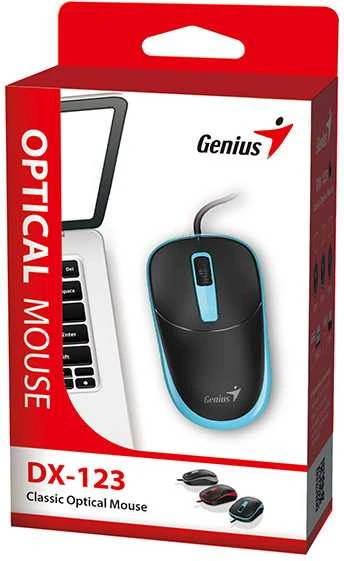 Genius DX-123 Pelė su laidu, juoda-mėlyna, 1200DPI