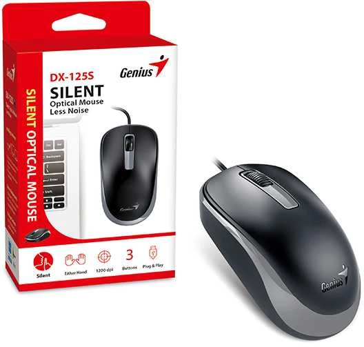 Genius DX-125S Pelė su laidu, juoda-pilka, 1200DPI