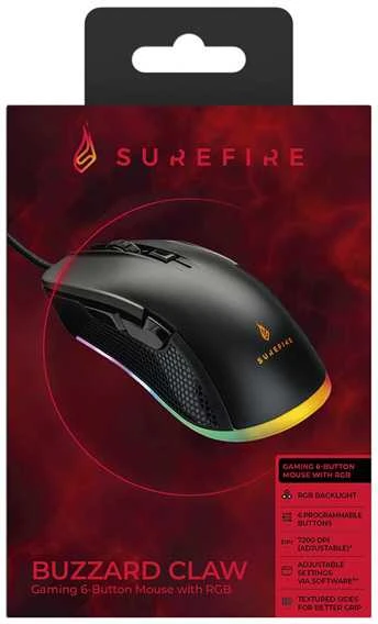 SUREFIRE – „Buzzard Claw Gaming“ 6 mygtukų pelė su RGB