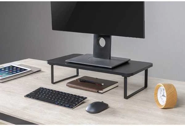 Laikiklis Powerton Monitoriaus pagrindas, lengvas montavimas, vieta klaviatūrai, juoda, metalinė / MDf plokštė, 20 kg keliamoji galia, Powerton, ergo