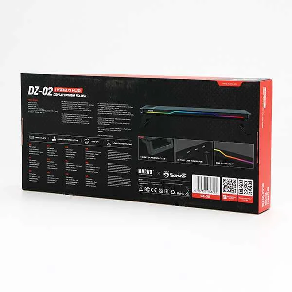 Laikiklis Marvo DZ-02 Podstawa pod monitorius, juoda, pašvietimas rainbow