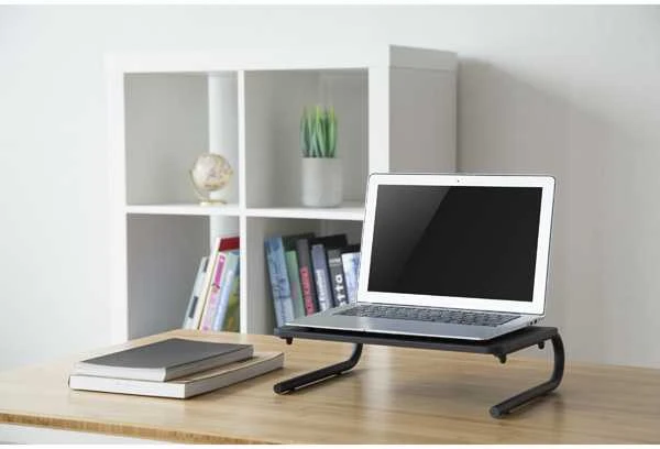 Laikiklis Powerton monitoriaus stovas, vieta klaviatūrai, juoda, metalas/plastikas, 20 kg keliamoji galia, Powerton, ergo