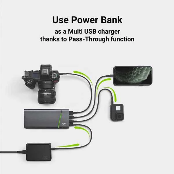 Green Cell Žalias Cell Power Bank Žalias Cell GC PowerPlay Ultra 26800mAh 128W 4 x USB