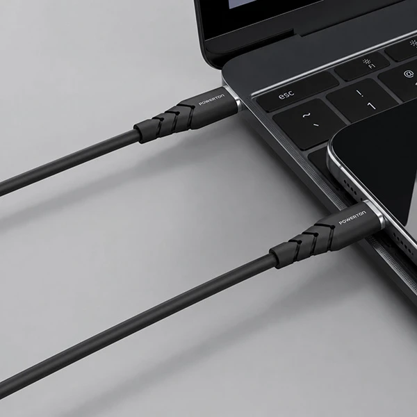 Neutralle Powerton ENERGY DARK EDITION USB-C kabelis, 100W, 1m, silikoninis, juodas