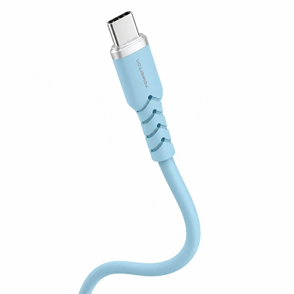 Powerton ENERGY PASTEL EDITION Kabelis USB-C, 100W, 1m, silikonowy, mėlyna