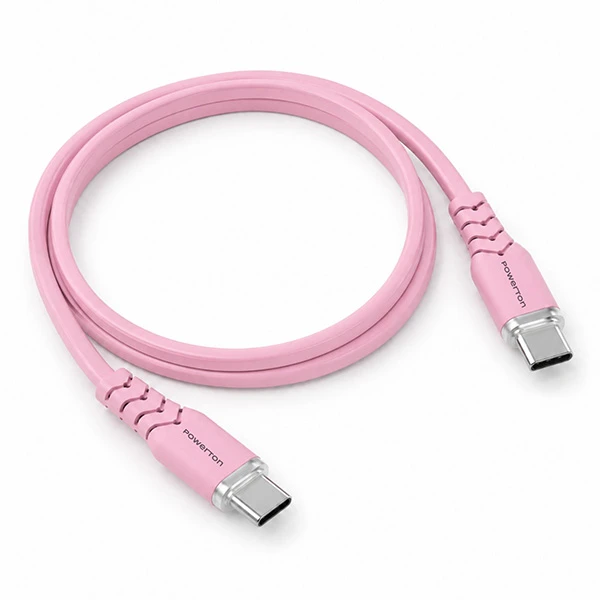 Powerton ENERGY PASTEL EDITION Kabelis USB-C, 100W, 1m, silikonowy, rožinė