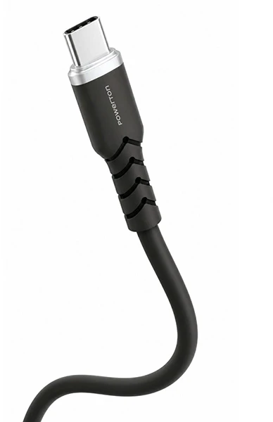 Powerton ENERGY DARK EDITION USB-C laidas, 60 W, 1 m, silikoninis, juodas