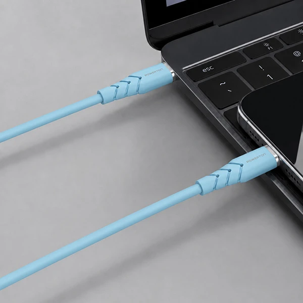 Powerton ENERGY PASTEL EDITION Kabelis USB-C, 60W, 1m, silikonowy, mėlyna