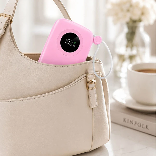 Powerton ENERGY PASTEL EDITION Powerbank 10000mAh, 2x USB-C, 22.5W, zintegrowane kable, rožinė