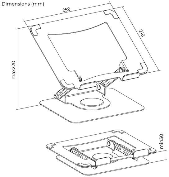 Powerton ERGO ANGULO notebooka, juoda