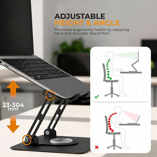 Powerton ERGO ANGULO notebooka, juoda