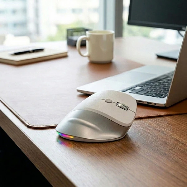 Powerton ERGO SPIRA Bevielė pelė, balta ir-pilka, 3200DPI