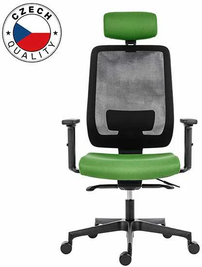 Žalia ergonomiška biuro kėdė Lucie su Czech Quality žymėjimu