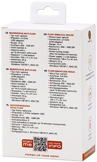 Powerton LIFE FLIXO Bevielė pelė, juoda-sidabrinė, 1600DPI