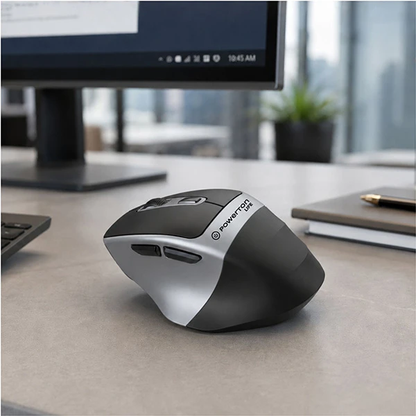 Powerton LIFE FLIXO Bevielė pelė, juoda-sidabrinė, 1600DPI