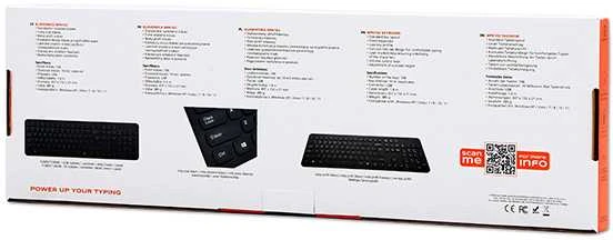 Powerton LIFE SLIM Klaviatūra su laidu (USB) US, juoda
