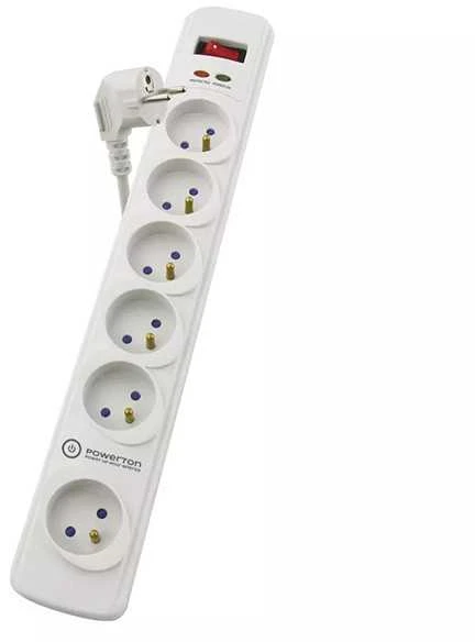 Powerton elektros juostelė, 6 lizdai, 3 m, balta
