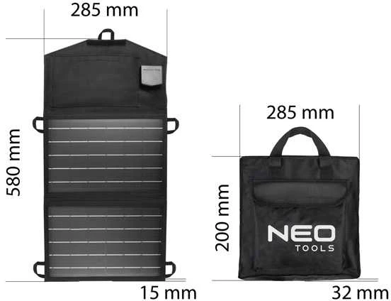 Neo Tools Įkroviklis Saulės įkroviklis, 15 W saulės baterija, saulės įkroviklis