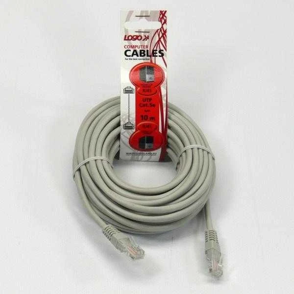 LAN UTP patchcord kabelis, Cat.5e, RJ45 M - RJ45 M, 10 m, neekranuotas, rutulinis, Logo LOGO krepšys