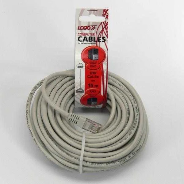 Logotipas Patchcord, UTP, Cat.5e, RJ45 M/15m, nieekranowany