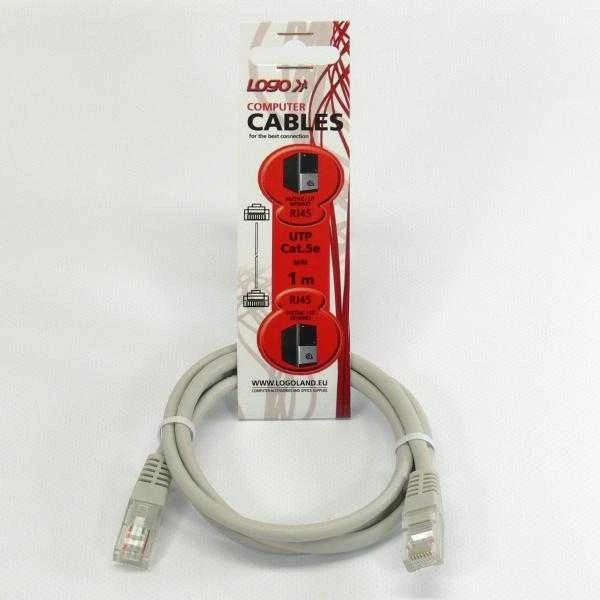 LAN UTP patchcord kabelis, Cat.5e, RJ45 M - RJ45 M, 1 m, neekranuotas, rutulinis, Logo LOGO krepšys