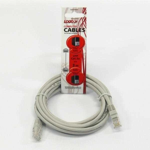 LAN UTP patchcord kabelis, Cat.5e, RJ45 M - RJ45 M, 3 m, neekranuotas, rutulinis, Logo LOGO krepšys