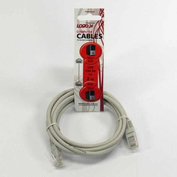 LAN UTP patchcord kabelis, Cat.5e, RJ45 M - RJ45 M, 2 m, neekranuotas, rutulinis, Logo LOGO krepšys