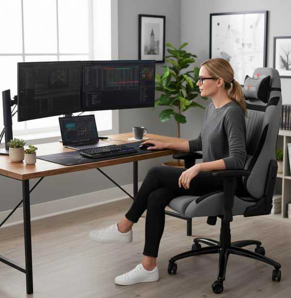 Red Fighter Žaidimų kėdė Raudona Fighter C3 Gaming Chair, Pilka