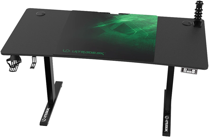 Reguliuojamo aukščio žaidimų stalas Ultradesk LEVEL V2, 140 x 68 cm, Juodos/žalios spalvos