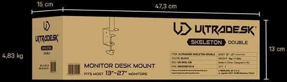 Ultradesk Darbastalio laikiklis 2 monitorius 17 "- 30" (UD- SKEL- DB)