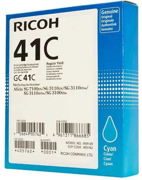 Originali Ricoh gelio kasetė 405762, GC41HC, žalsvai mėlyna, 2200s