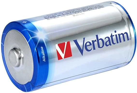 Vienkartinės „Verbatim“ šarminės D baterijos, 2 vnt. pakuotė