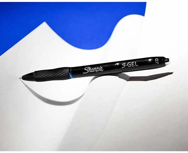 Sharpie S-Gel, ištraukiamas gelinis rašiklis, mėlynas, juodas, vidutinio dydžio, 0,7 mm, dėžutė