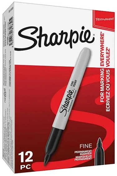 Sharpie Fine Marker permanentinis 0,9mm 12 vnt Juodas