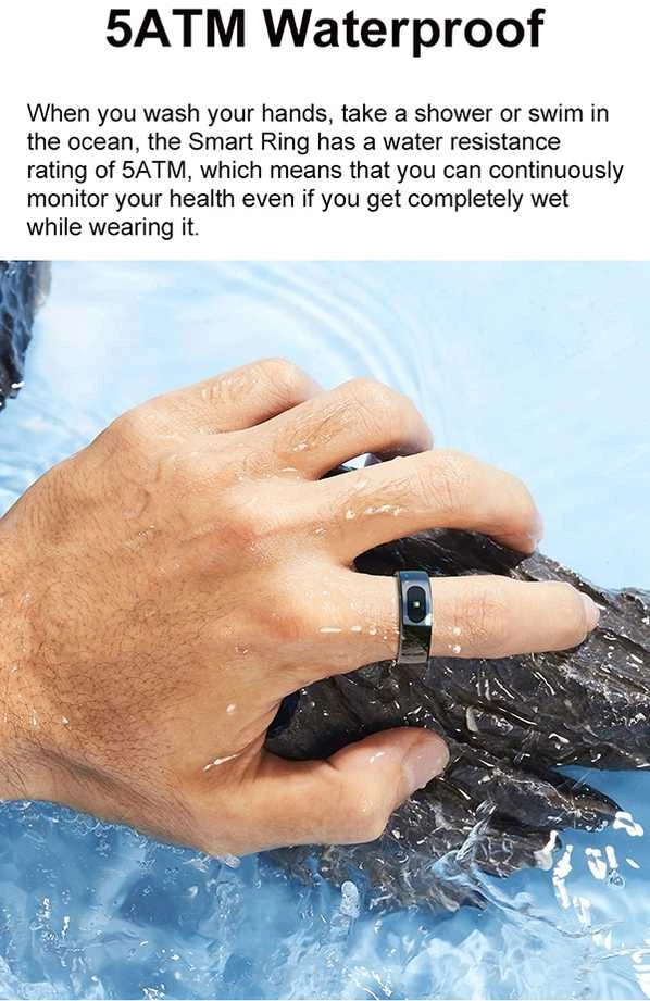 Išmanusis žiedas Powerton SMART RING PRO, sidabro spalvos, 11 dydis